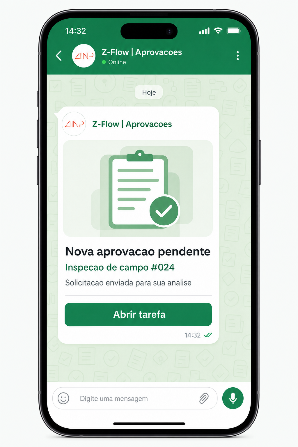 Notificação de aprovação no celular