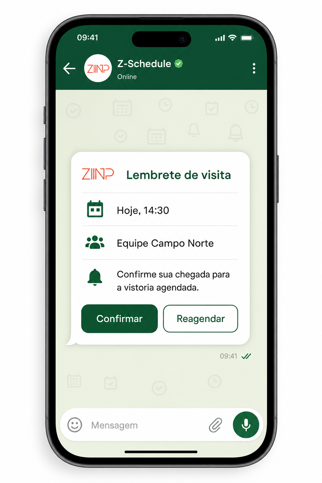 Lembrete móvel de visita agendada