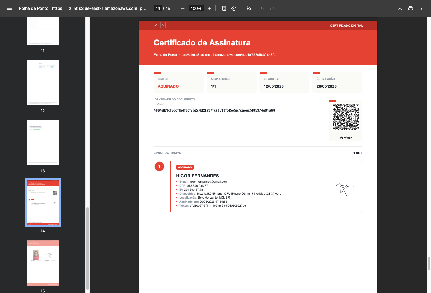 QR Code do documento