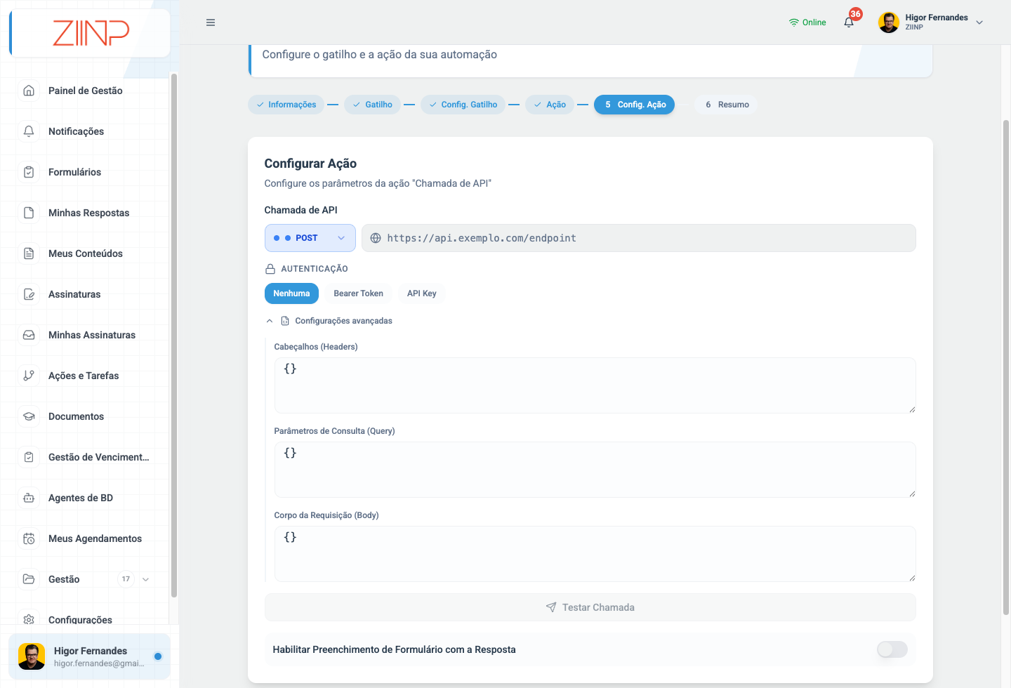 Webhook de saída