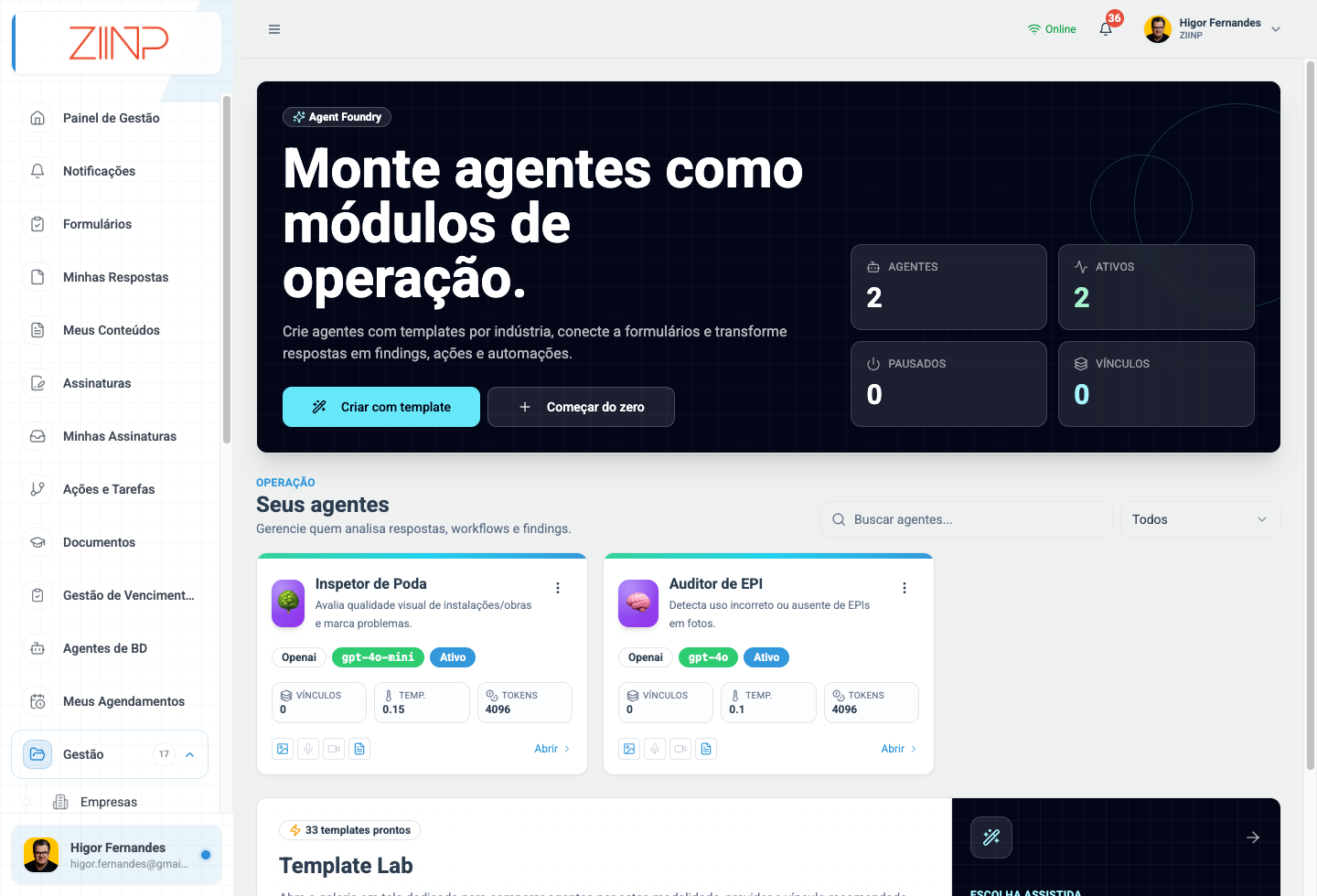 Galeria de agentes