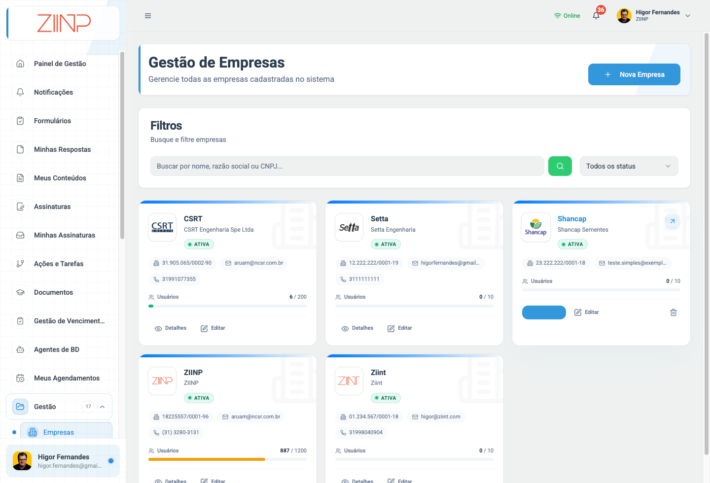 Lista multi-tenant