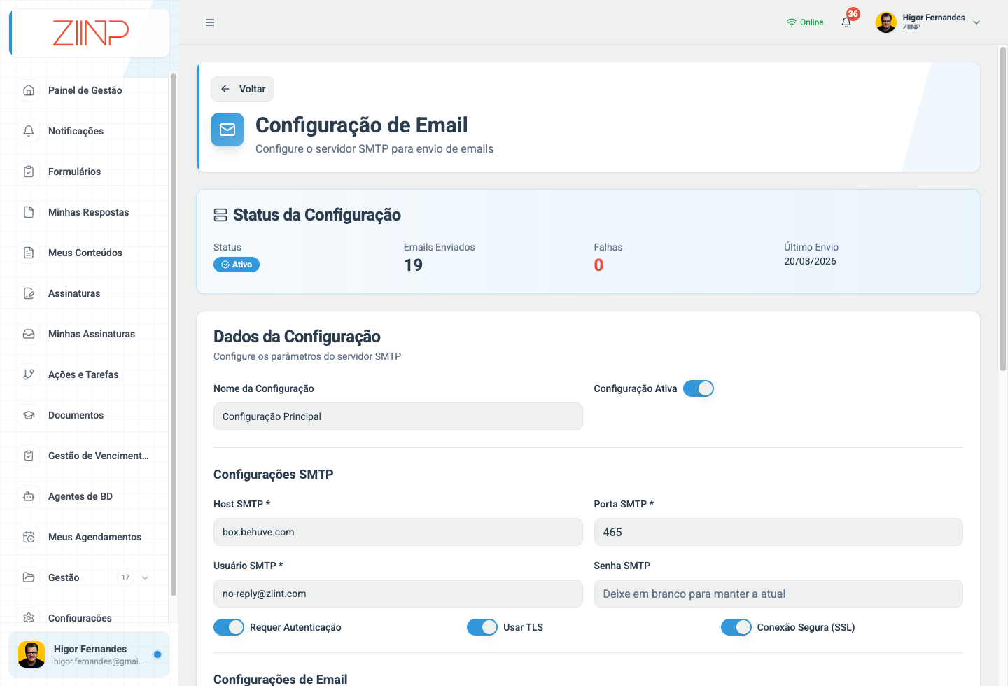 SMTP customizado