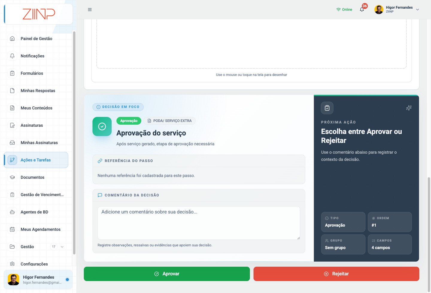 Processamento de aprovação