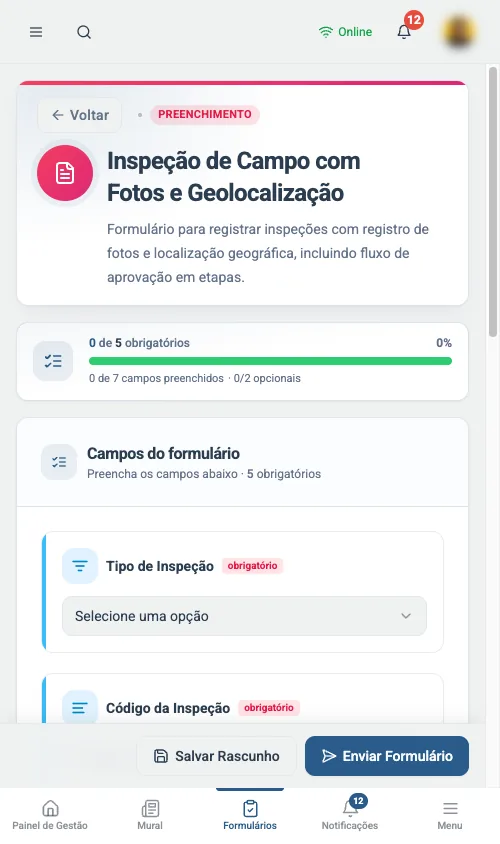 Fila de sincronização, com os registros aguardando o sinal voltar